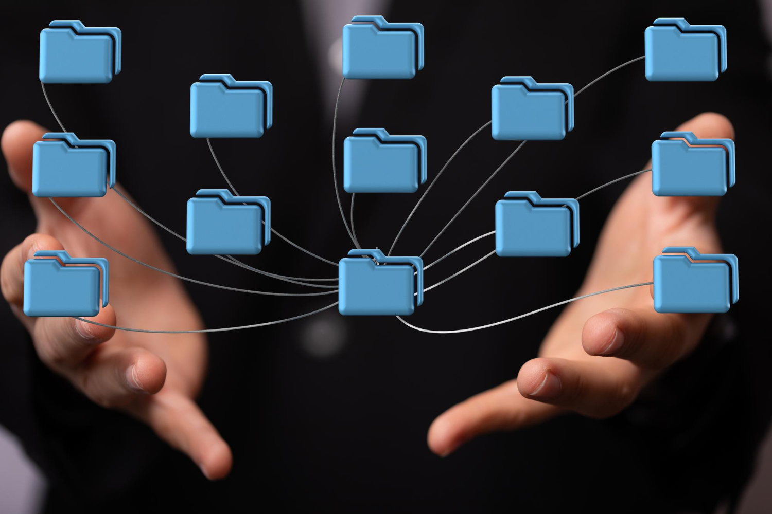 image représentant des fichiers reliés entre eux comme dans un cloud de partage de fichiers